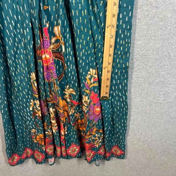 Anthropologie Blank London Dress Womens OS Teal Tatiana Floral Midi Kimono Boho - Picture 7 of 7